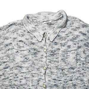 Sioni Womens Knit Cardigan Sweater XL Gray Blue Button Front Long Sleeve